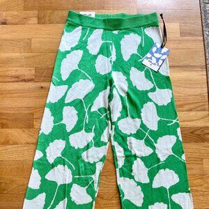 Women's High Waisted Ginkgo Green Sweaterknit Flare Pants - DVF Small